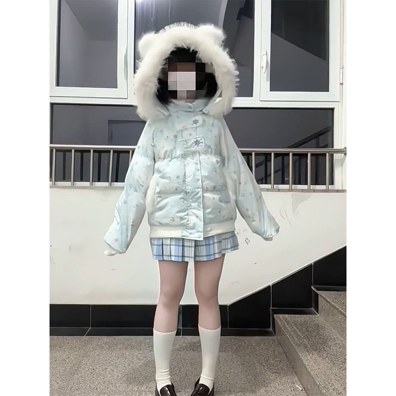韩系复古学院风巨好看蓝色连帽棉服女学生百搭保暖小个子棉衣外套,女装/女士精品,棉衣/棉服,淘宝优惠券,粉丝福利购,淘宝优惠卷
