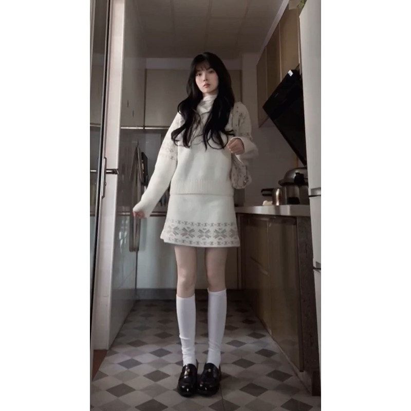 法式温柔风设计费尔岛套头毛衣针织衫女小香风气质高腰短裙两件套,女装/女士精品,时尚套装,淘宝优惠券,粉丝福利购,淘宝优惠卷