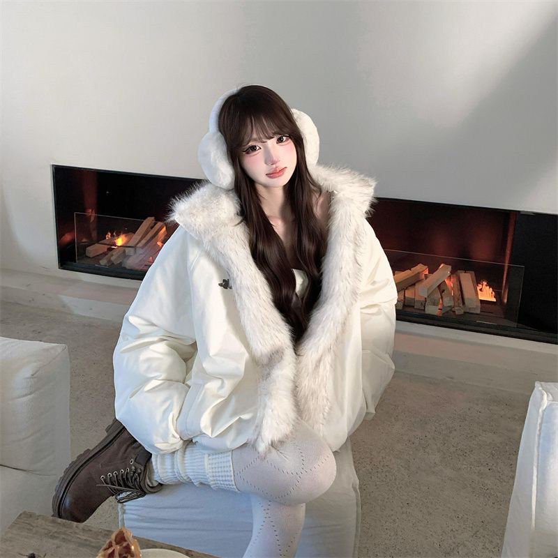 韩系温柔清纯少女风毛毛拼接棉衣女冬季新款宽松加厚保暖休闲外套,女装/女士精品,棉衣/棉服,淘宝优惠券,粉丝福利购,淘宝优惠卷