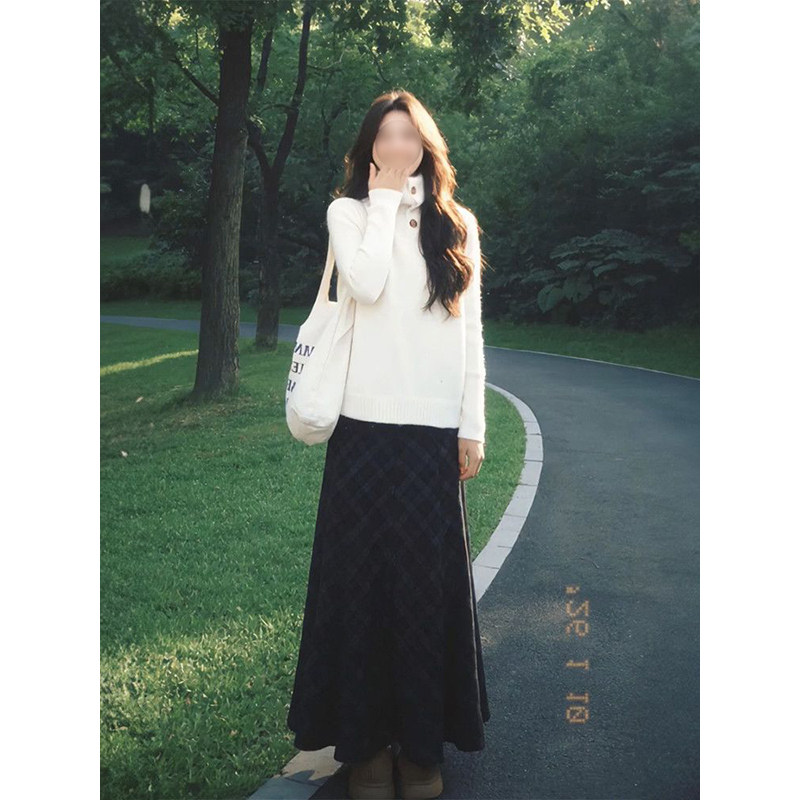 法式慵懒学院风氛围感穿搭一整套打底衫+春季翻领马甲+高腰半身裙,女装/女士精品,时尚套装,淘宝优惠券,粉丝福利购,淘宝优惠卷