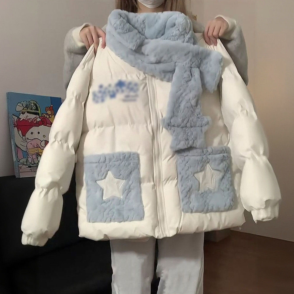 冬季新款宽松加厚保暖面包棉服女