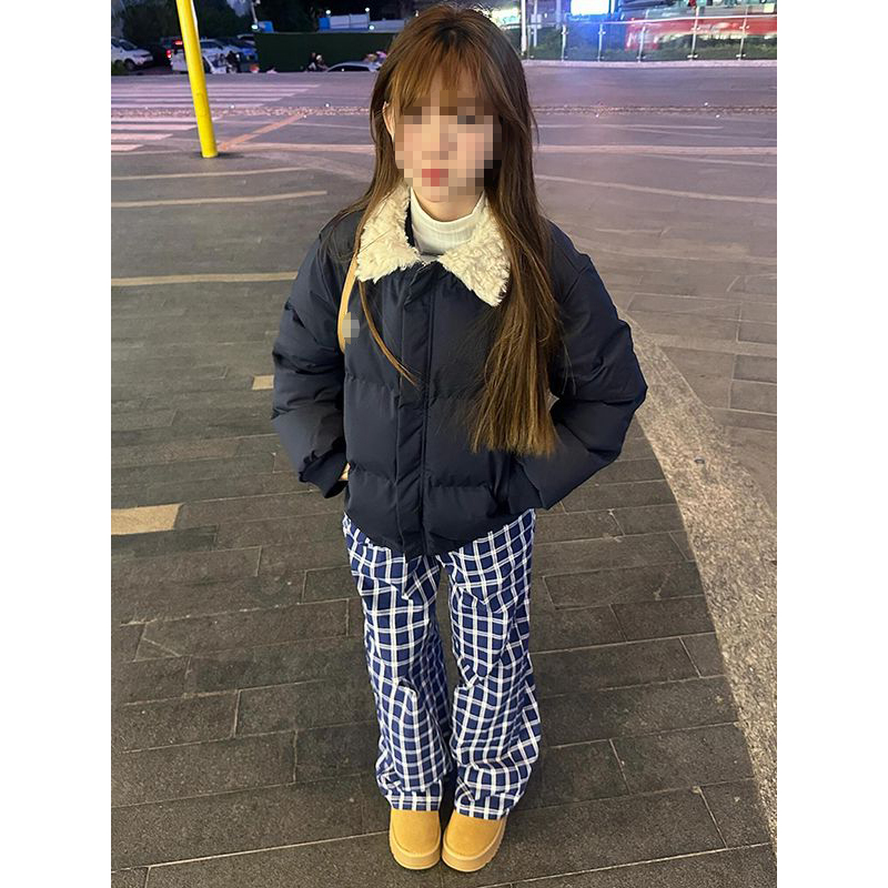 甜美简约风设计感短款羊羔毛翻领棉服女韩系冬季加厚保暖棉衣外套