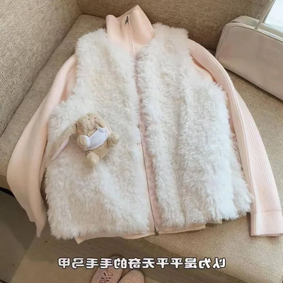 甜美小个子减龄风软糯保暖马甲背心女+浅浅粉拉链开衫毛衣两件套