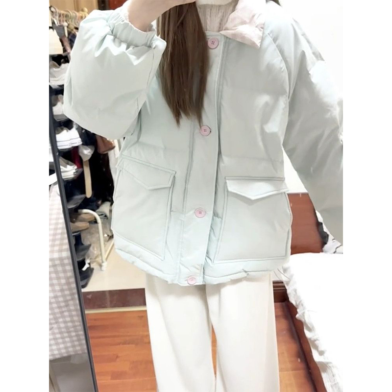 白月光初恋风冬日氛围感双面穿棉服外套立领百搭宽松保暖加厚棉衣