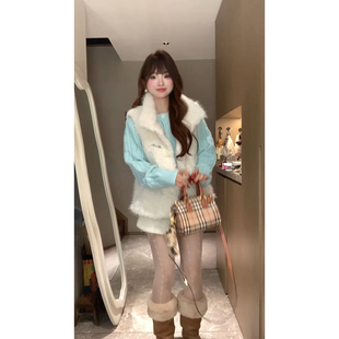 毛衣 麻花针织开衫 设计感氛围感毛茸茸软糯背心保暖马甲女冬季 新款