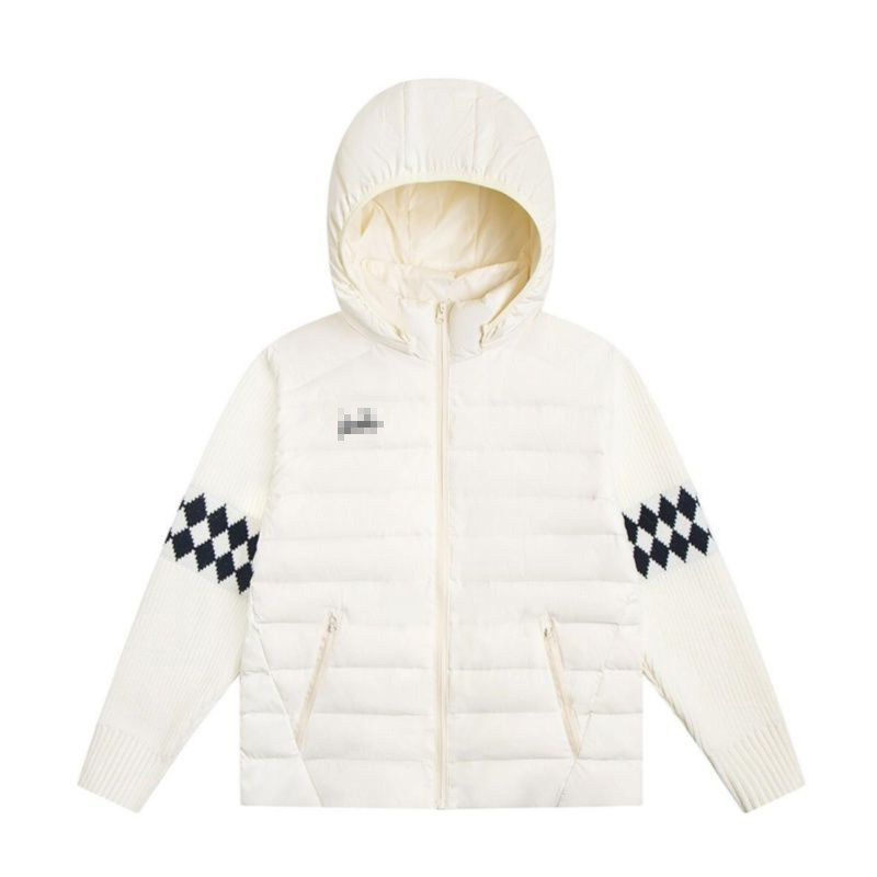 2025冬季新品韩版时尚休闲小众设计独特针织拼接连帽保暖外套学生