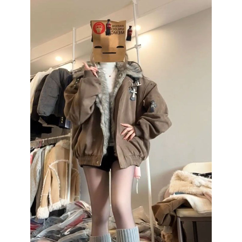 美式复古十字架毛毛领座山雕棉服外套女冬季夹棉防寒保暖夹克棉衣,女装/女士精品,棉衣/棉服,淘宝优惠券,粉丝福利购,淘宝优惠卷