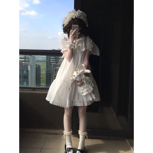 2025夏季 宽松显瘦初恋连衣裙 韩系甜美小个子穿搭白色连衣裙女新款