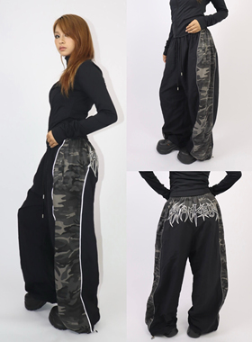 BLACKBOX黑盒子原创迷彩贴布绣速干裤运动休闲街舞男女同款