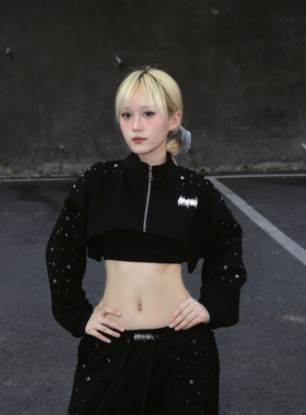 BLACKBOC黑盒子原创铆钉烫钻短外套美式JAZZ上衣男女同款