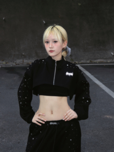 BLACKBOC黑盒子原创铆钉烫钻短外套美式 JAZZ上衣男女同款