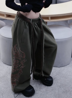 〖森系裤〗BLACKBOX黑盒子双腰绳男女爵士舞街舞运动长裤纯棉卫裤