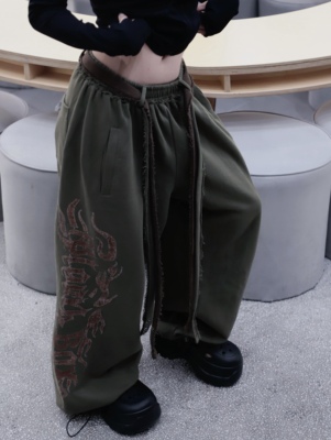 〖森系裤〗BLACKBOX黑盒子双腰绳男女爵士舞街舞运动长裤纯棉卫裤