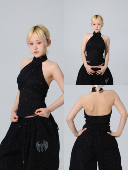 BLACKBOX黑盒子原创闪闪烫钻辣妹风修身 显瘦挂脖爵士舞露背上衣