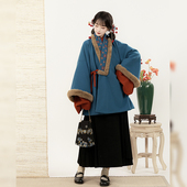 明制汉服女直领短袄保暖毛呢对穿交日常冬套装 梦屿盛原创 冬若