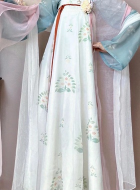 梦屿盛原创汉服女【知夏】正品唐制一片式齐胸破裙印花复原款春夏