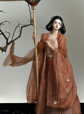 梦屿盛原创汉服【枯蝶】 宋制对襟大袖长衫一片式齐腰裙日常