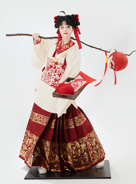 梦屿盛【长乐】秋冬明制交领琵琶袖补服日常织金马面裙