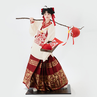 梦屿盛【长乐】秋冬明制交领琵琶袖补服日常织金马面裙