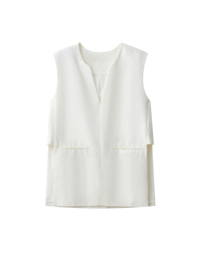 春夏新品 || V领亚麻棉双口袋简约长马甲 ES25V7202S