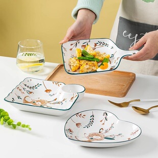 陶瓷菜盘异形盘碟子汤盘个性卡通可爱餐盘耐高温釉下彩可微波炉