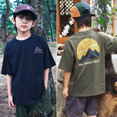 儿童圆领透气上衣大童半袖 山系户外风男童纯棉短袖 T恤2025夏装