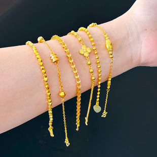 沙金手链女轻奢仿真黄金手镯ins小众设计感18k金色精致手饰送女友