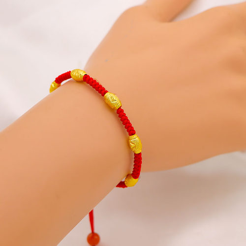 本命年红绳编织手链黄金越南沙金