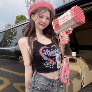 ins小性格甜辣纯欲露脐挂脖吊带背心女夏季辣妹个性短款上衣女T潮