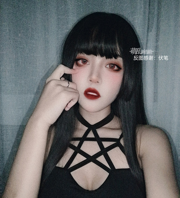 taobao agent Ji Fa] Matte comic bangs Daily princess cut fake hair JK wig ancient style cos female black long straight head set