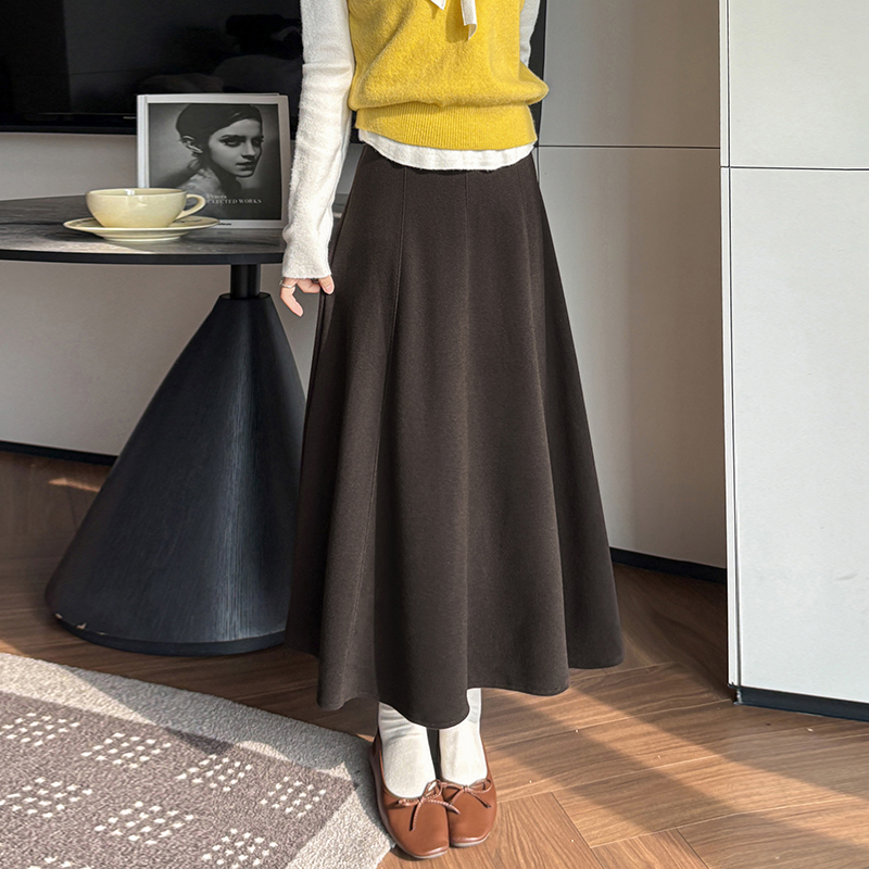 通勤通勤秋冬羊绒半身裙女2025大摆毛呢高腰中长裙a字裙遮胯呢子
