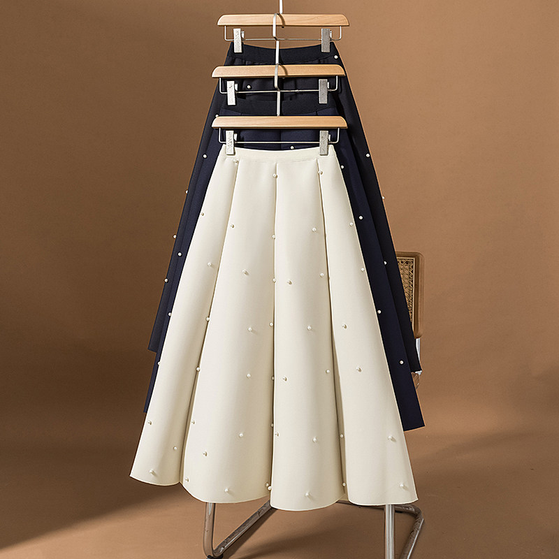 半裙大码女装春季新款韩版赫本风气质重工钉珠A字褶皱宽松半身裙,女装/女士精品,大码半身裙,淘宝优惠券,粉丝福利购,淘宝优惠卷