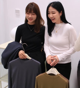 十三行widelia小立领T恤女长袖加绒显瘦半高领内搭打底衫上衣9585