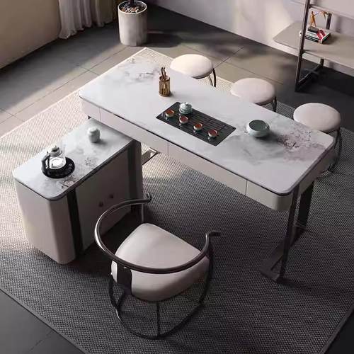 茶桌岩板轻奢实木多层板