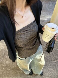 oker章壳儿正品～韩系豹纹打揽抹胸背心上衣26夏季新款A796