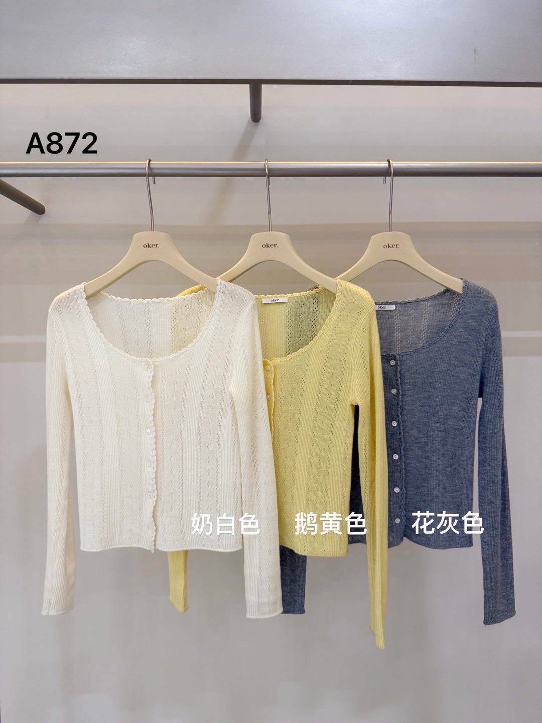 oker章壳儿оригинальный кардиган из шерсти с ажурной вязкой в корейском стиле для женщин весна 2026 A872