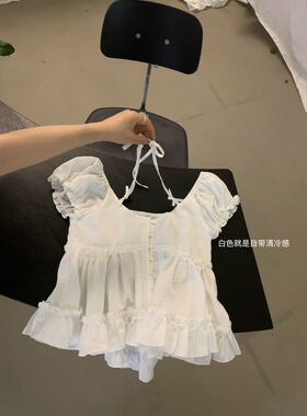 Rosie正品～法式挂脖小衫50%天丝50%棉纯欲风甜美上衣R827