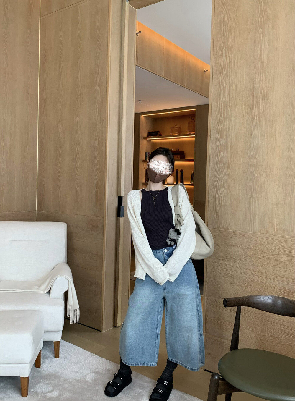 Focuse джинсы укороченные широкие корейский стиль свободные с промывкой голубые 26 весенняя новинка