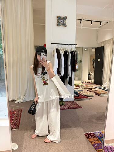 oker章壳儿正品～米奇背心莫尔代休闲宽松上衣26夏季A972