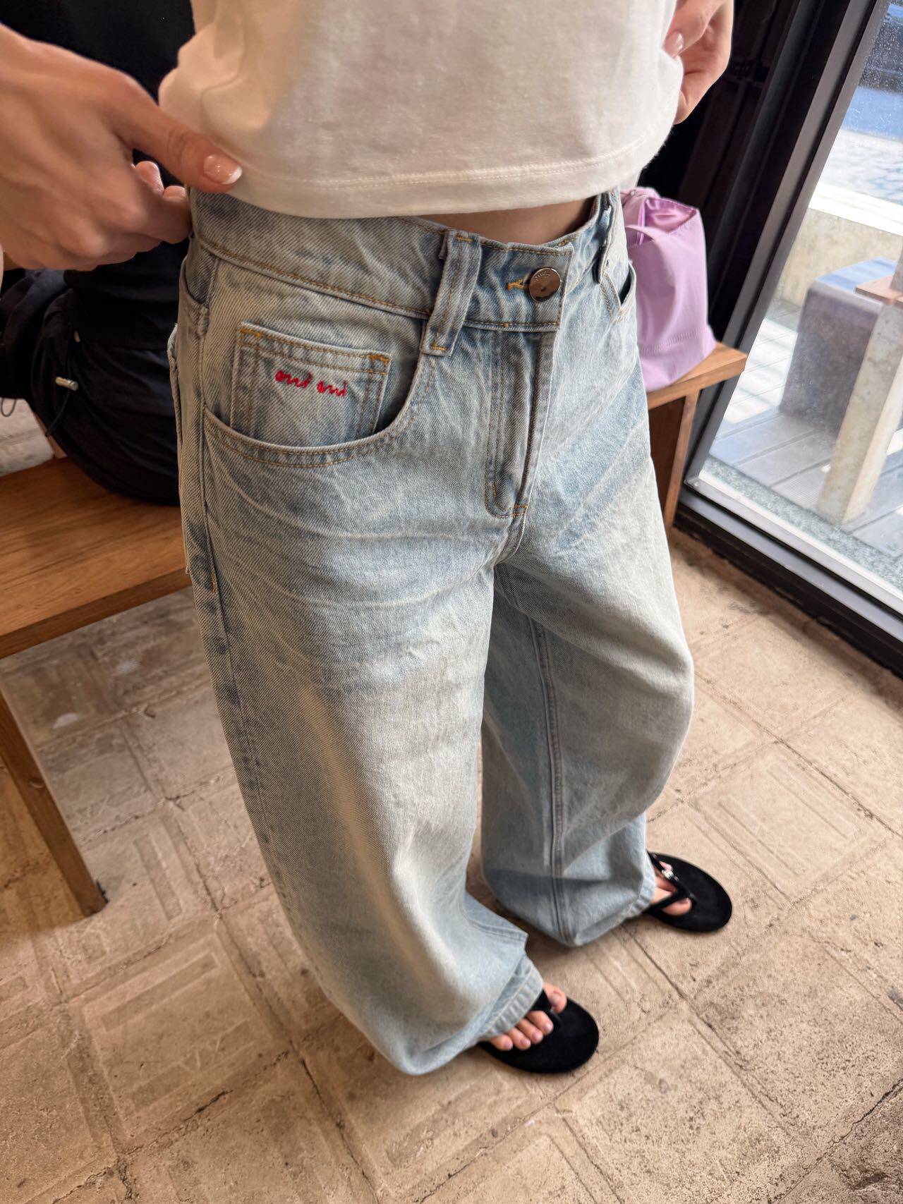 oker章壳儿оригинал ~ джинсы с вышивкой универсальные стираные корейский стиль прямые повседневные 26 весенняя новинка A822