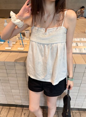 oker章壳儿正品～捏褶吊带上衣背心甜美简约韩系26夏季新款A882