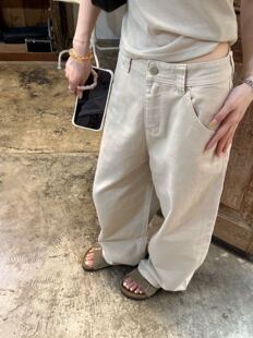 oker章壳儿正品～定染牛仔裤百搭休闲宽松直筒长裤纯棉A779