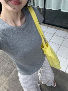 oker章壳儿正品～弹性短袖T恤简约韩系休闲百搭26春夏季新款A28