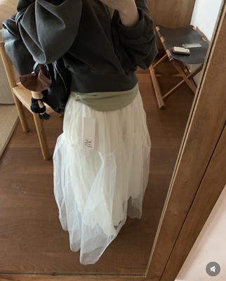 现货！FOCUSE正版～纱裙半身裙仙女裙长款松紧腰韩系26早春新款