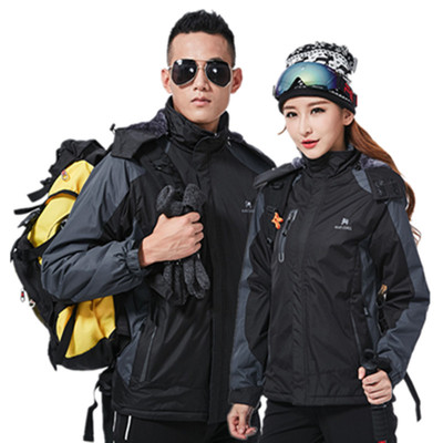 冲锋衣男女户外冬季新款大码加绒加厚外套情侣滑雪登山服