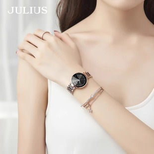 手表精致女款 韩国时尚 潮流简约陶瓷圆盘女表1209 补贴福利价