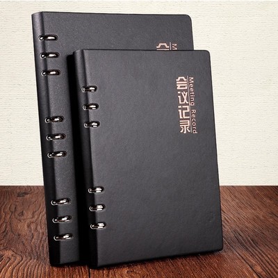 活页会议笔记本6孔本子A5复古