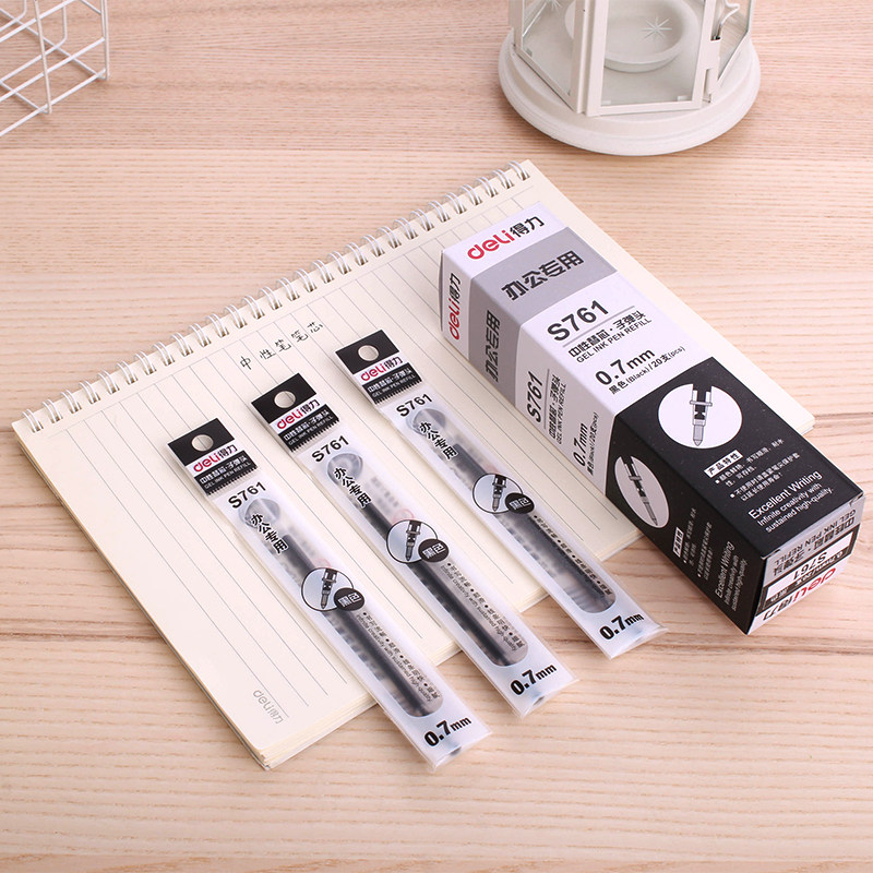 得力笔芯20支学生考试专用笔芯中性签字水笔替芯0.35/0.5mm0.