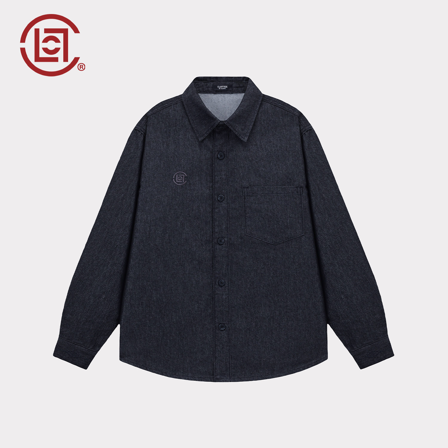 CLOTTEE by CLOT丹宁原色牛仔衬衫男士秋季新款宽松长袖衬衣外套K