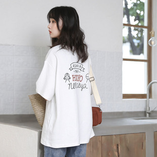 韩版 白色宽松短袖 夏季 学生半袖 t恤女2023年新款 体恤韩风chic上衣
